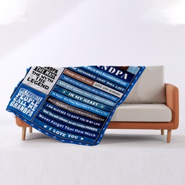 to My Grandpa 50X60 Soft Throw Blanket 310 Grams Blue Throw Gifts for Grandpas Meaningful Father's Day Present for Your Grandfather at Christmas