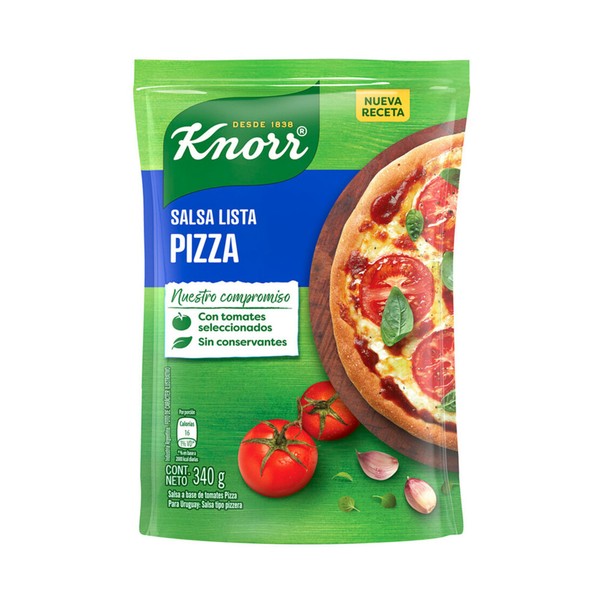 Arcor Knorr Salsa Lista Pizza Tomato Sauce Ready To Use Ideal for Pizza - No Preservatives Added, 340 g / 11.99 oz pouch