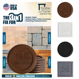 Stable the Table-6 Pack-Walnut Round, Furniture Leveler & Riser, Anti-Slip Sofa Gripper for Hardwood Floors, Floor Protector, Stacking Furniture Pad, Bed, Desk, Couch & Table Stabilizer, Made in USA