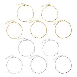 VEHYEGOI 2 Sets of 5-Layer Stacked Anklets, Bohemian Style Anklets, Metal Anklets, Simple Anklets, Fashionable Anklets, Adjustable Anklets