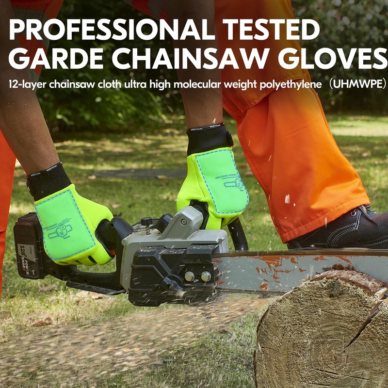 Vgo... Chainsaw Gloves 12-Layer Protection on Both Hands in Cowhide,