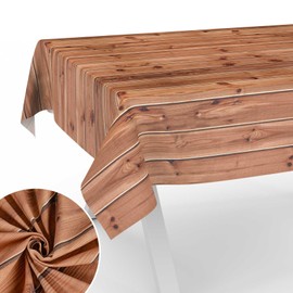 Fabric Tablecloth, Table Linen, Textile, Cotton, Polyester, Fabric, Washable, Easy Care, Round, Oval, Square, Wood, Brown, 100 x 140 cm, Cut Edge