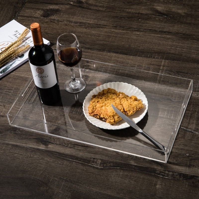 Sooyee Clear Acrylic Tray Decorative,16" x 12" Plastic Serving Trays
