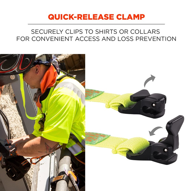 Lanyard with Clamp End, Easily Attaches to Hard Hat, Tools,