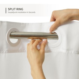 River Dream Stall Shower Curtain No Hooks Needed,White Fabric Shower Curtain for Bathroom,Hotel Quality Shower Curtain with Window,Machine Washable,Water Repellent,54" Wx80 H, Stall Long Size