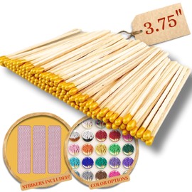 Gold TIP - 200 Color Safety Matches Bundle (3.75 inches) - Replacement or Refill for Jars Holders and Candle Gift Set - Long Wooden Wood Match Sticks