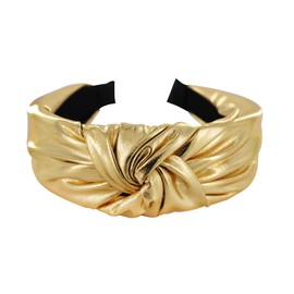 axy Wide Headband with Knot Metallic Colour – Women's Headband in Metallic Look Headband Hair Accessories HR35G (Gold)