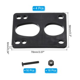 PATIKIL 6mm / 1/4" Skateboard Riser Pads mit Hardware Schrauben-Set, 2 Sets PU geneigte Keilstoßdämpfer-Pads 35mm Montagebolzenmutter für Skateboard Truck Cruiser, Schwarz