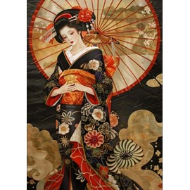 Diamond Painting Kits for Adults, Japanese Woman 5D DIY Diamond Art Kits for Beginners Round Full Drill Painting with Diamonds Gem Art Crafts for Home Wall Decor Gift 30x40cm