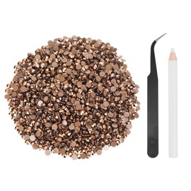 sourcing map 1500pcs Flatback Rhinestones Resin, SS30 6mm Resin Rhinestones Bulk Round Shine Gems with Pickup Tools for DIY Nail Art Tumblers Mugs Clothes, Rose Gold