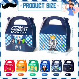 Funrous 48 Pcs Father's Day Gift Boxes Fathers Day Candy Boxes Party Favors Best Dad Ever Treat Cookie Present Boxes Wrap Bulk with Handle for Dad Theme Holiday Birthday Anniversary Party Supplies