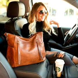 Tatum Handbag Purse Shoulder Vegan Tote - Color: Cognac