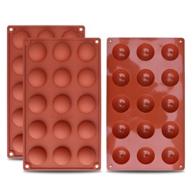 homEdge Small 15-Cavity Semi Sphere Silicone Mold, 3 Packs Baking Mold for Making Chocolate, Cake, Jelly, Dome Mousse-1.5 inches (Diameter) Pay Attention to the Size