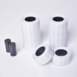 Price Gun Labels for GILLRAJ GX-7700 & MX-5500 - Unique Green-Margined Blank White Pricing Labels 10 Rolls 5000pcs + 2 Ink Cartridges