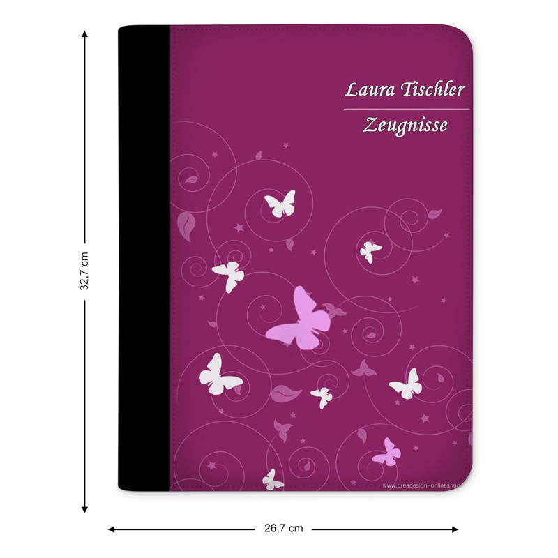 CreaDesign, Children's Certificate Folder with Name, Certificate Folder Butterfly Blackberry