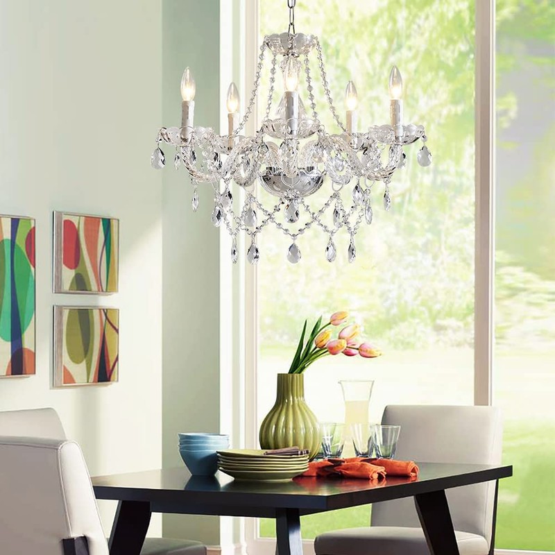 Saint Mossi 5 Light Modern Contemporary Elegant K9 Crystal Glass