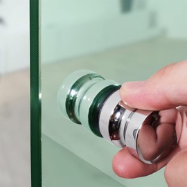 YIDELAI-Glass Door Handle, 2.4 inch Aluminum Alloy Single Hole Handle, Solid Cylindrical Shower Room Sliding Glass Door Handle, Bathroom Shower Room Accessories. (2, silver2)