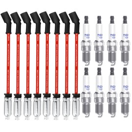 TICANEE 8X 41-962 Spark Plug Wires Set for Chevy 6.0L, 9748HH 10.5mm red Spark Plug wire for ls engines fit Silverado Suburban Avalanche GMC Yukon SIERRA