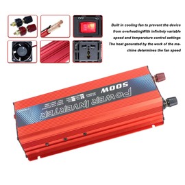 500 Watt Inverter, Car Power Inverter Sine Converter with USB Port Cooling Fan 500W DC 12V to AC for Charging Laptops, Fans, Game Consoles (110V)