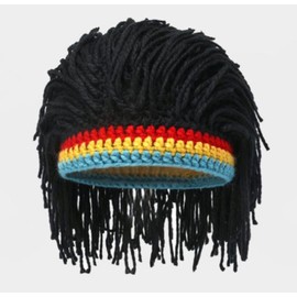 SAISAC Dreaded Headband Included, Wig, Hat, Cold Protection, Costume, Reggae, Cosplay, Jamaican Wig, Halloween, Events, Parties, Live Hair, Rasta, Color, Banquet Arrangement, Free (Black)