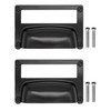 Fuxxer® 2 x Label Windows, Metal Handles, Black Antique Look,