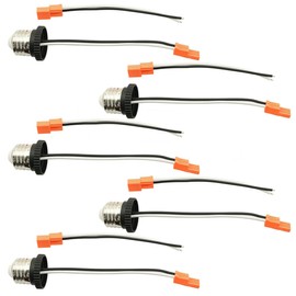 SQXBK 5PCS 35cm/13.78inch E26 Socket Adapter Base Male Screw in Light Bulb Socket Pigtail E26 Sockets to Downlight Ceiling Light Bulb Adapter Convert with Male and Female Terminals Set