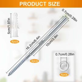 Set of 4 Invisible Wall Shelf Brackets - Floating Shelf Bracket Made of Steel, Wooden Shelf Brackets with Screws, Load Capacity 18 kg, Adjustable Shelf Support for Custom Wall Shelves Floating Boards