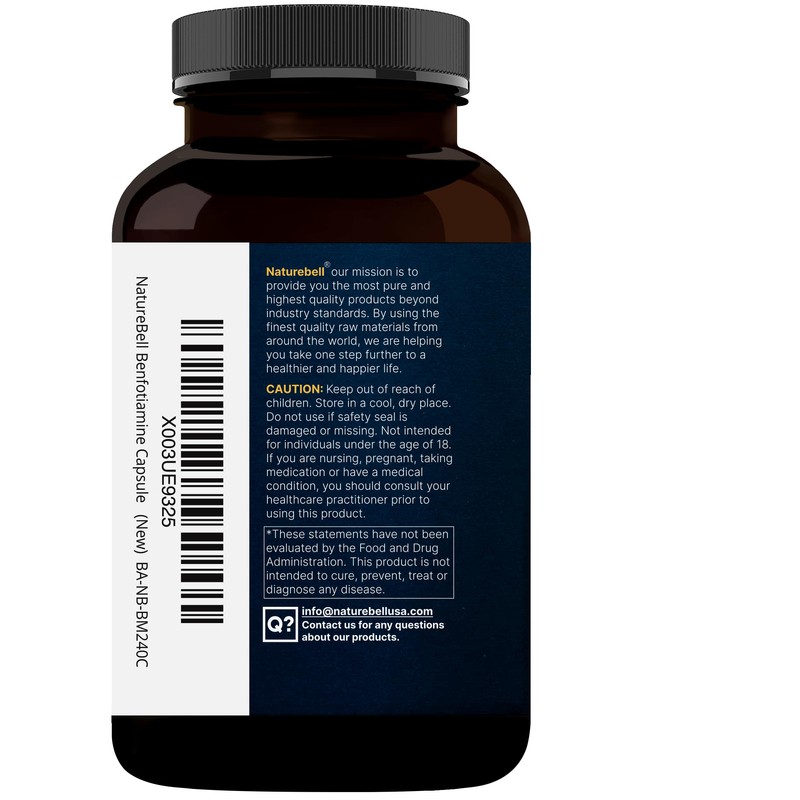 NatureBell Benfotiamine 300mg with Thiamine 100mg Per Serving | 240