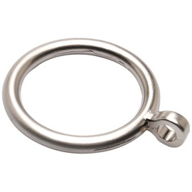 Merriway BH03180 (8 Pcs) Metal Curtain Drapery Pole Rod Rings with Fixed Eye, Inner Diameter 25mm (1 inch) Outer Diameter 30mm (1.1/4 inch) Matt Satin Chrome - Pack of 8 Pieces