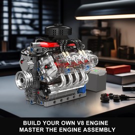 Mould King 10171 Technik V8 Engine Block Kit, MOC Proportional Block Model Kit, Engine Model, 535+ PCS Mini Engine Construction Blocks Toys for Kids, Boys/Adults (487+ PCS)