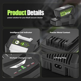 ActZone 24V 6.5Ah Battery and 51.6W Fast Charger Compatible with Bissell Cleanview XR Battery 4054, Compatible with Bissell CleanView XR Pet 3789U 3789X Vacuum Batteries Charger