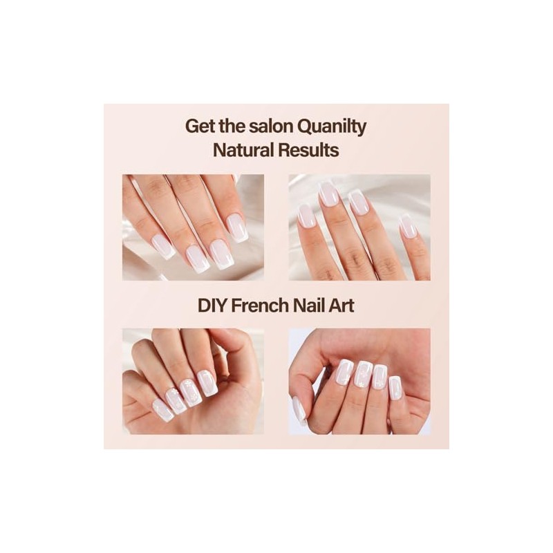 Vansiho 150 Uñas de Gel Francesas, Uñas Postizas Blancas con