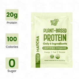 NUTRAPULSE Organic Vegan Protein Powder Sample Pack (Matcha, Pack of 8)