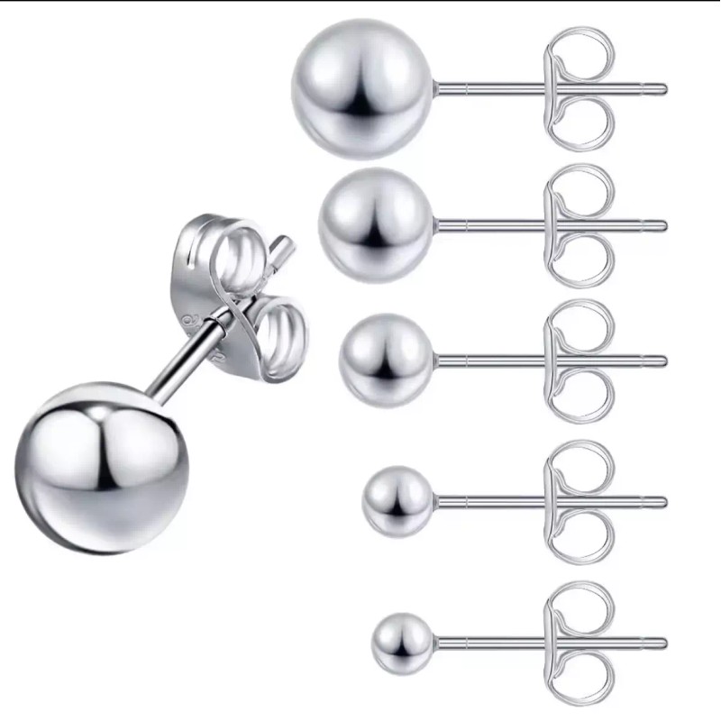 Unbranded S925 Sterling Silver Round Ball Stud Earrings - 3mm