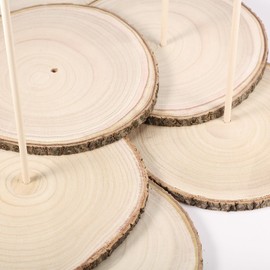 Canlierr Baby Shower Centerpiece Table Decorations Wooden 9-10in Rounds Circles Slices with Stick 144 Pcs Balloons DIY Craft Birthday Wedding Gender Reveal Bear Party Table Decor(Brown and Blue)