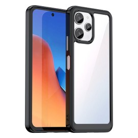 Redmi 12 5G Case, AFINER, Lightweight, Ultra-thin, TPU+PC Transparent Cover, For Redmi 12 0.2 oz (5 g), Shockproof, Shock Absorption, Anti-Fingerprint, Anti-Scratch, Lens Protection, Easy to Put on and Take Off (Black)