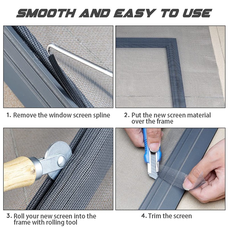 Screen Repair Kit Easy DIY Project 36" x 90" Fiberglass