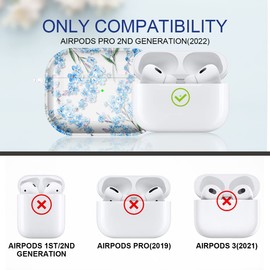 Maxjoy for AirPods Pro 2nd/1st Generation Case, Clear Flower AirPods Pro 2 Case for Women Girly Cute Soft AirPod Pro 2 Cover with Keychain Strap for AirPod Pro Cover 2023/2022/2019, Floral