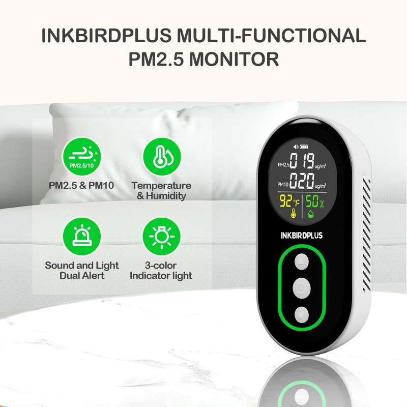Inkbirdplus PM2.5 Indoor Air Quality Monitor Temperature Humidity Detector Home
