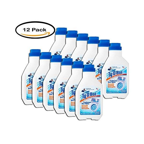 PACK OF 12 - Ty-D-Bol Clean You Can See! Continuous Blue Water Powerful Cleaning Detergents, 12 fl oz