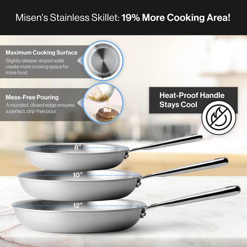 Misen 5-Ply Stainless Steel 10" Frying Pan - Professional Cookware