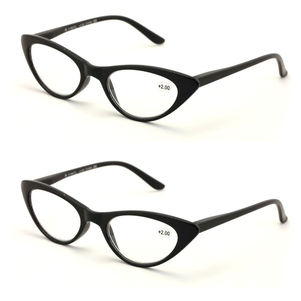 V.W.E. - 2 pares de gafas de lectura para mujer, 2 negro, M
