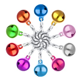 10 Pcs Cat Bells, Dog Cat Bell for Collar with Loud Crisp Sound, Small Dog Cat Collar Bells Made of Sturdy Metal, Pet Bell Dog Cat Collar Charms in Random Color, Jingle Bell for Christmas Decoration