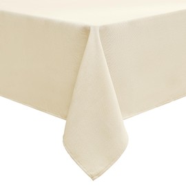 smiry Linen Table Cloth Rectangle 140x220 cm Wipe Clean Tablecloth Water Resistant Table Cover for Kitchen, Party Decorations - Beige