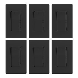 ELEGRP Digital Slide Dimmer Light Switch, Dimmer Switch with Decorative Frameless Design Wallplate for LED/CFL, Incandescent,Halogen Bulbs, Single Pole/3-Way, UL Listed, 6 Pack, Matte Black