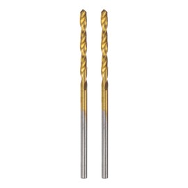 HARFINGTON 2pcs Brad Point Drill Bit 2mm(5/64") Dia Straight Round Shank Drill Metric Brad Point Spiral Twist Drill Bits for Carpenter Woodworking Plastic Rubber, Golden