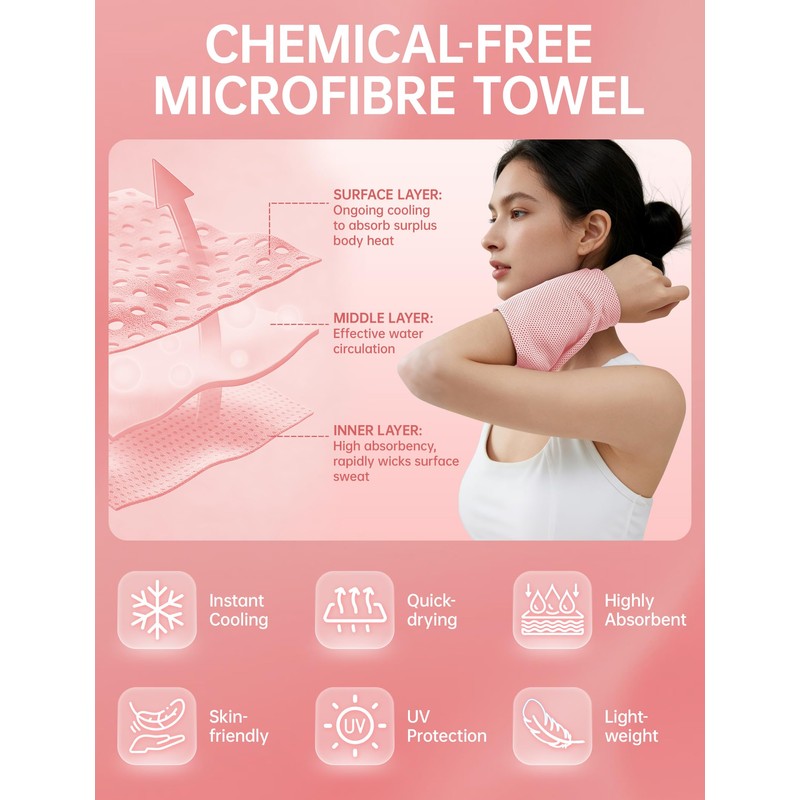 CHEMLUK 4 Packs Cooling Towels: Instant Cool Towel for Neck