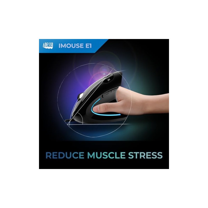 Adesso iMouseE1 - Vertical Ergonomic Illuminated Optical 6-Button USB Mouse