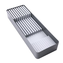 Linoroso Knife Drawer Organizer With In-Drawer Knife Block for 9 Knives, Kitchen Utensil Organizer, BPA Free Secure Storage Tray for Countertop Organization