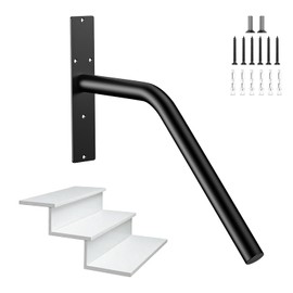 iMomwee Black Stair Handrail 16 Inch, Outdoor Handrail for 1-2 Steps